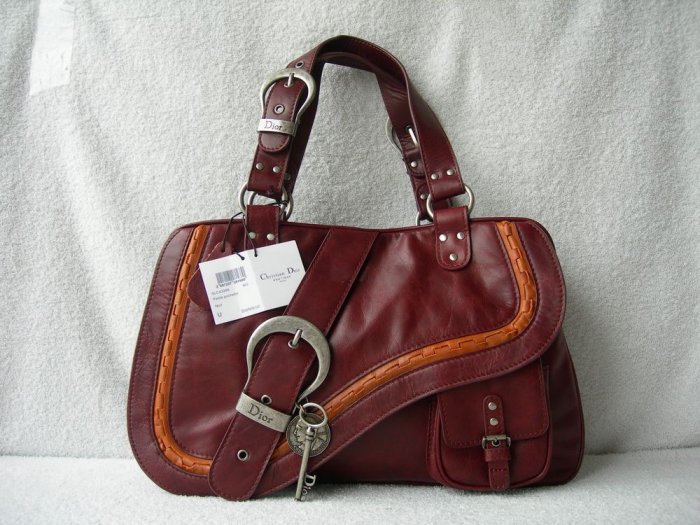 Dior Gaucho Large Double Saddle Real Leather Bag Brown