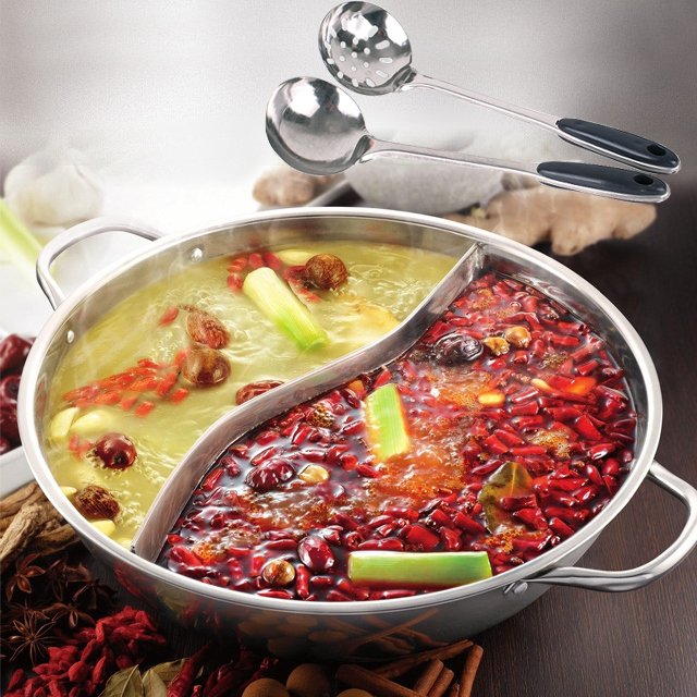 Size 36CM - Stainless Steel Pots Divided Duck Hot Pan Thick Stew Pot Serving Bowl