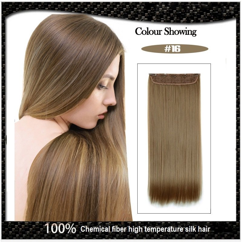 COLOR #16 Five Card Clip-on Hairpiece 120g High Temperature Wire Synthetic Straight Hair Extension