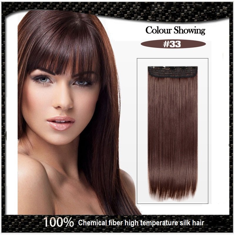 COLOR #33 Five Card Clip-on Hairpiece 120g High Temperature Wire Synthetic Straight Hair Extension