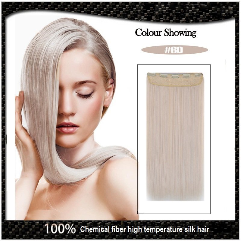 COLOR #60 Five Card Clip-on Hairpiece 120g High Temperature Wire Synthetic Straight Hair Extension