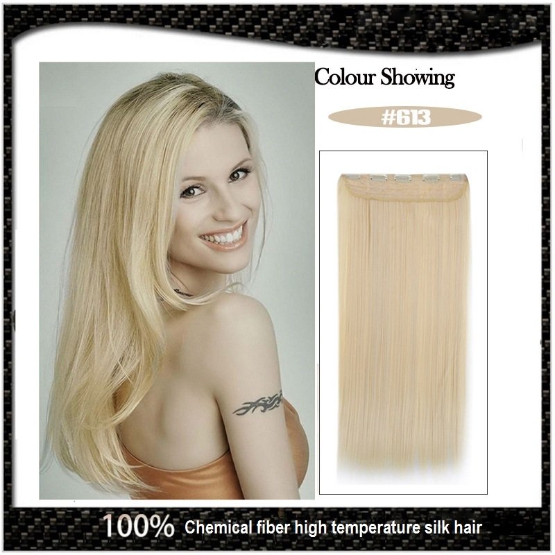 COLOR #613 Five Card Clip-on Hairpiece 120g High Temperature Wire Synthetic Straight Hair Extension