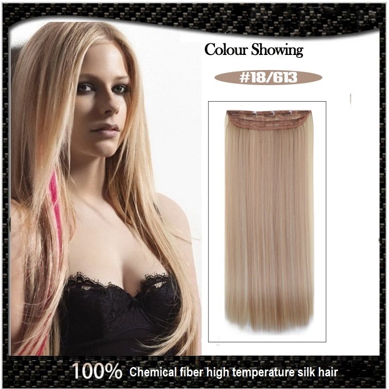 COLOR#18/613 Five Card Hairpiece 120g High Temperature Wire Synthetic Straight Hair Extension