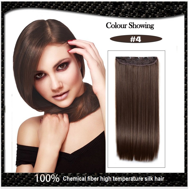 COLOR #4 Five Card Clip-on Hairpiece 120g High Temperature Wire Synthetic Straight Hair Extension