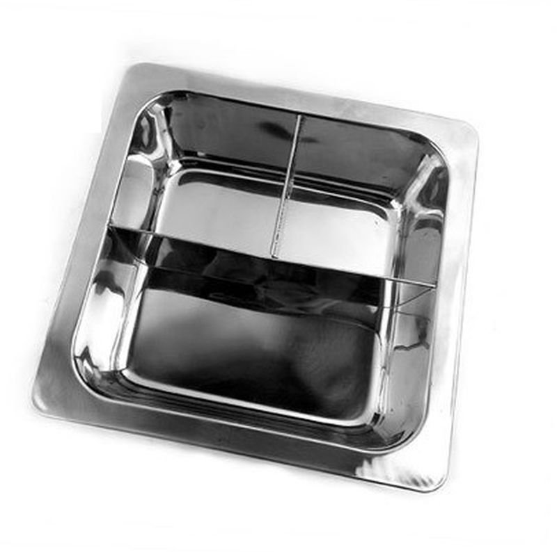 33CM 3 Cell T-Divider Stainless Steel Thick Square Fondue Pots Divided Duck Hot Pan Grid Soup Pot