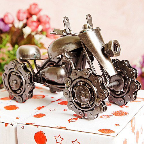 Color Black Iron Chain Snowmobile Model Vintage Car