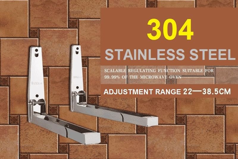304 Stainless Steel Foldable Microwave Oven Storage Shelf Rack Tray Wall Bracket