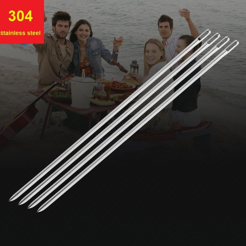 10 Pcs BBQ Skewers Stainless Steel Picnic Camping Barbeque Meat Grill Tool Needle