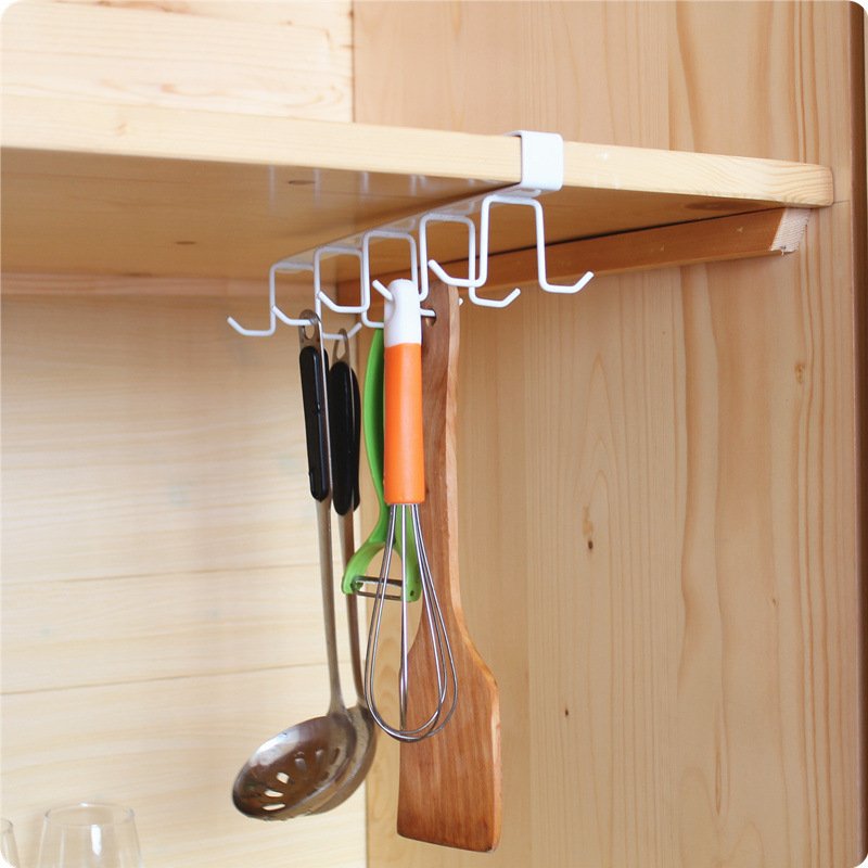 Double Rows 10 Hook Spot Metal Cabinet Wardrobe Shelves Cup Spoon Spatula hanger