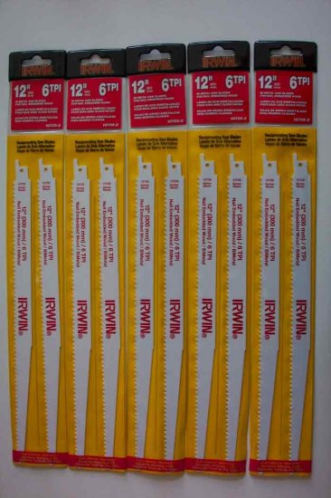 RB-10705-2 2pk. IRWIN 12", 6TPI Reciprocating SawBlades