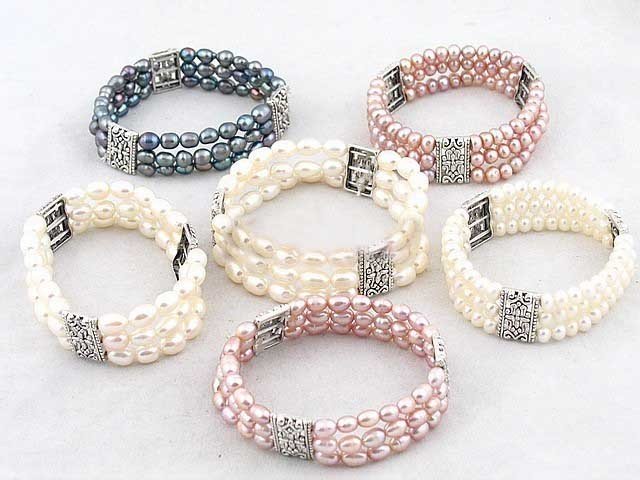 6 PCS Charmer Perle Argent Bracelets