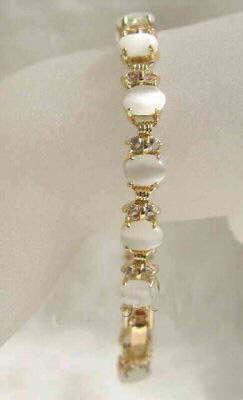 Rare white opal jade link bracelet jewelry