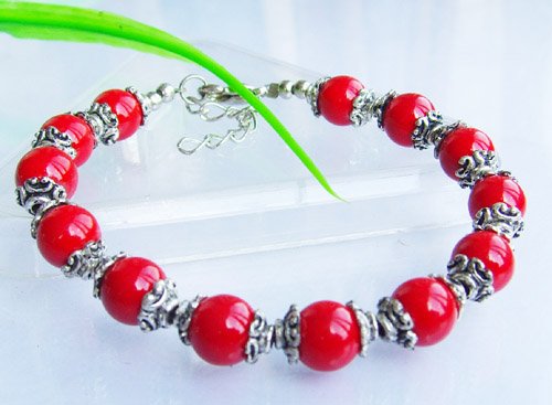 Charming Tibetan Silver Red Coral Bracelet