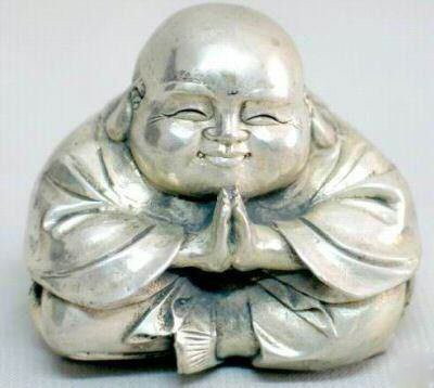 Tibet old silver happy buddha statue bless you