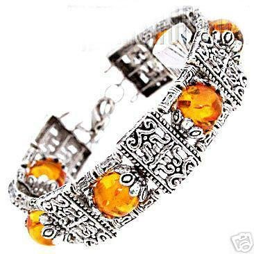 Rare tibet silver inlay yellow beads bracelet