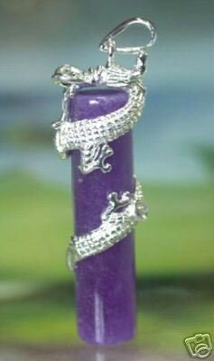 Stunning 925 silver jade inlay dragon pendant