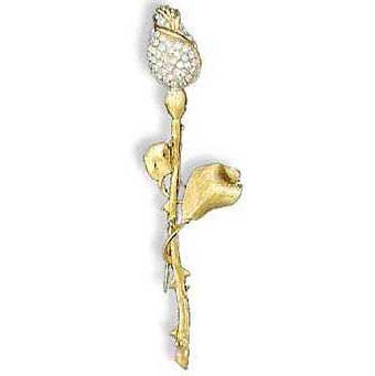 Gold tone flower pin with Swarovski crystals