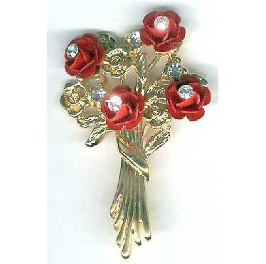 Rose pin with swarovski crystals
