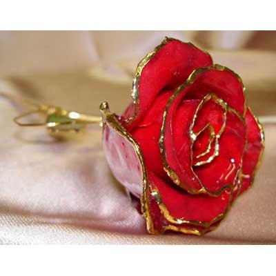 Unique Lacquered & 24K gold-plated real heart rose