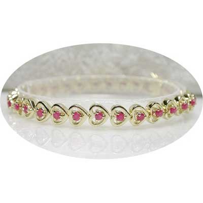 2.50 carat ruby gold hearts bracelet