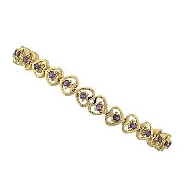 1.90 carat amethyst gold hearts bracelet