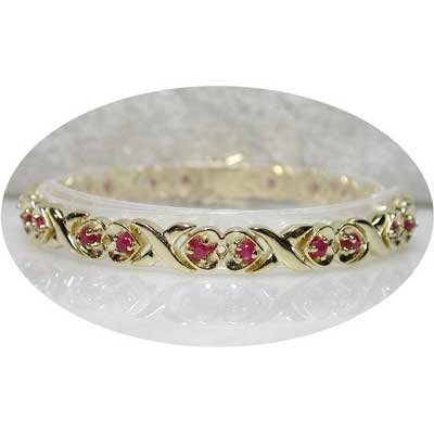 2.6 carat ruby gold hearts bracelet
