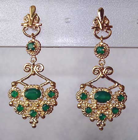 2.50 carat Emerald Agate filigree chandellier earrings