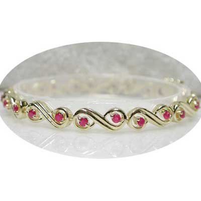 2 carat genuine Ruby gold eternity bracelet