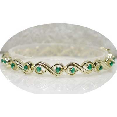 1.40 carat Emerald agate gold eternity bracelet