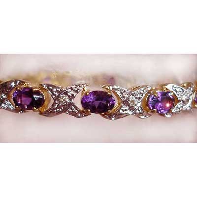 7.10ctw Amethyst & Diamond gold bracelet