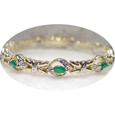 2.11 ctw Emerald Agate & Diamond bracelet
