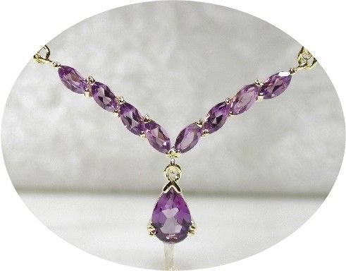 4 carat genuine AMETHYST gold drop necklace