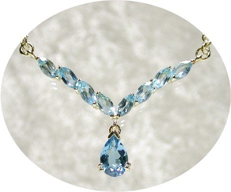 3.5 ctw genuine BLUE TOPAZ gold drop necklace