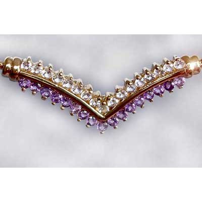 AMETHYST and WHITE TOPAZ gold necklace
