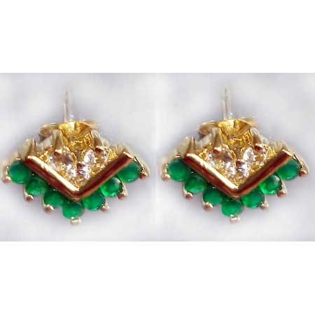 0.8 ctw Emerald Agate & White Topaz earrings