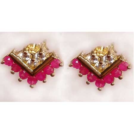 0.85 ctw Ruby & White Topaz earrings