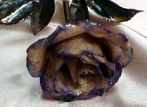 REAL Lacquered Purple ROSE with plated stem