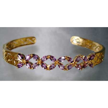 3 carat genuine AMETHYST gold bangle