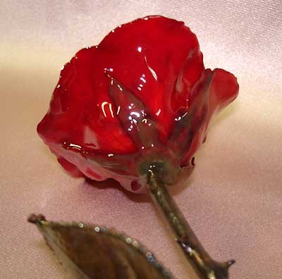 Unique real lacquered and plated Red rose stem
