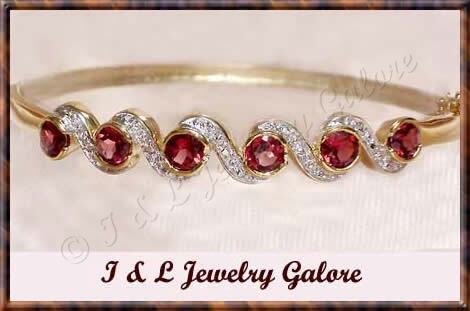 3.5ctw GENUINE GARNET gold bangle
