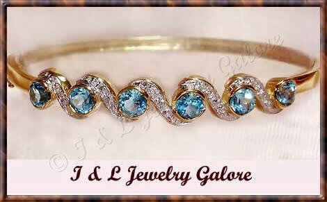 3.2ctw genuine BLUE TOPAZ gold bangle