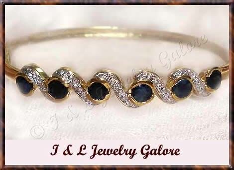 3.2ctw genuine SAPPHIRE gold bangle