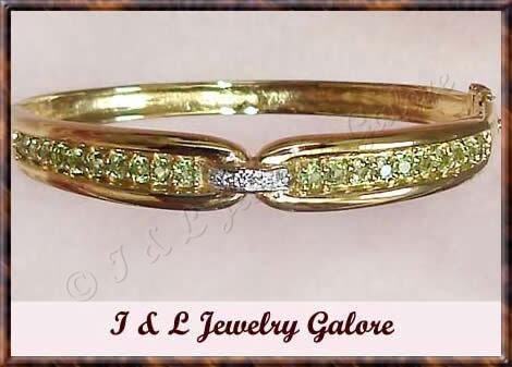 2.41 carat GENUINE Peridot & DIAMOND gold bangle