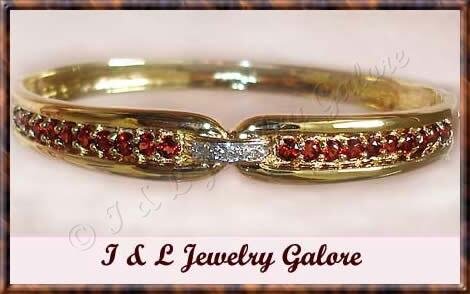 3.00 carat GENUINE Garnet & DIAMOND gold bangle