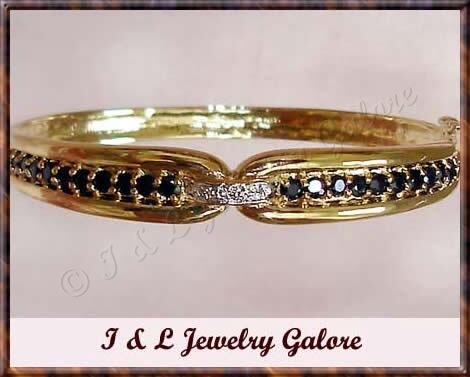 3.2ct SAPPHIRE & DIAMOND gold bangle
