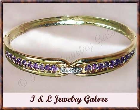 GENUINE Amethyst & DIAMOND gold bangle