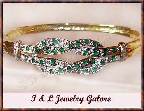 Designer emerald AGATE & DIAMOND gold bangle