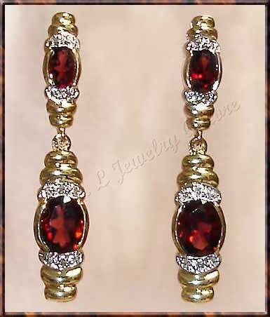 4.06 carat GARNET & DIAMOND gold drop earrings