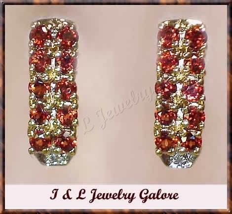 2.01 carat Genuine GARNET & DIAMOND gold earrings
