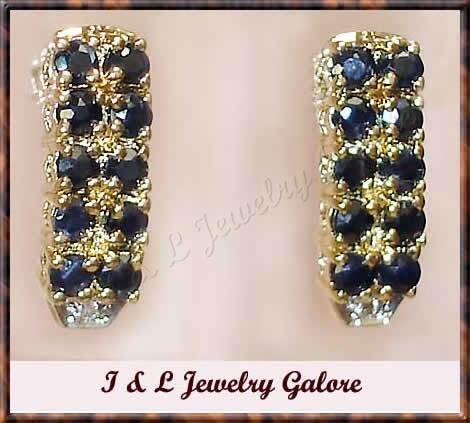 2.01 carat Genuine SAPPHIRE & DIAMOND gold earrings